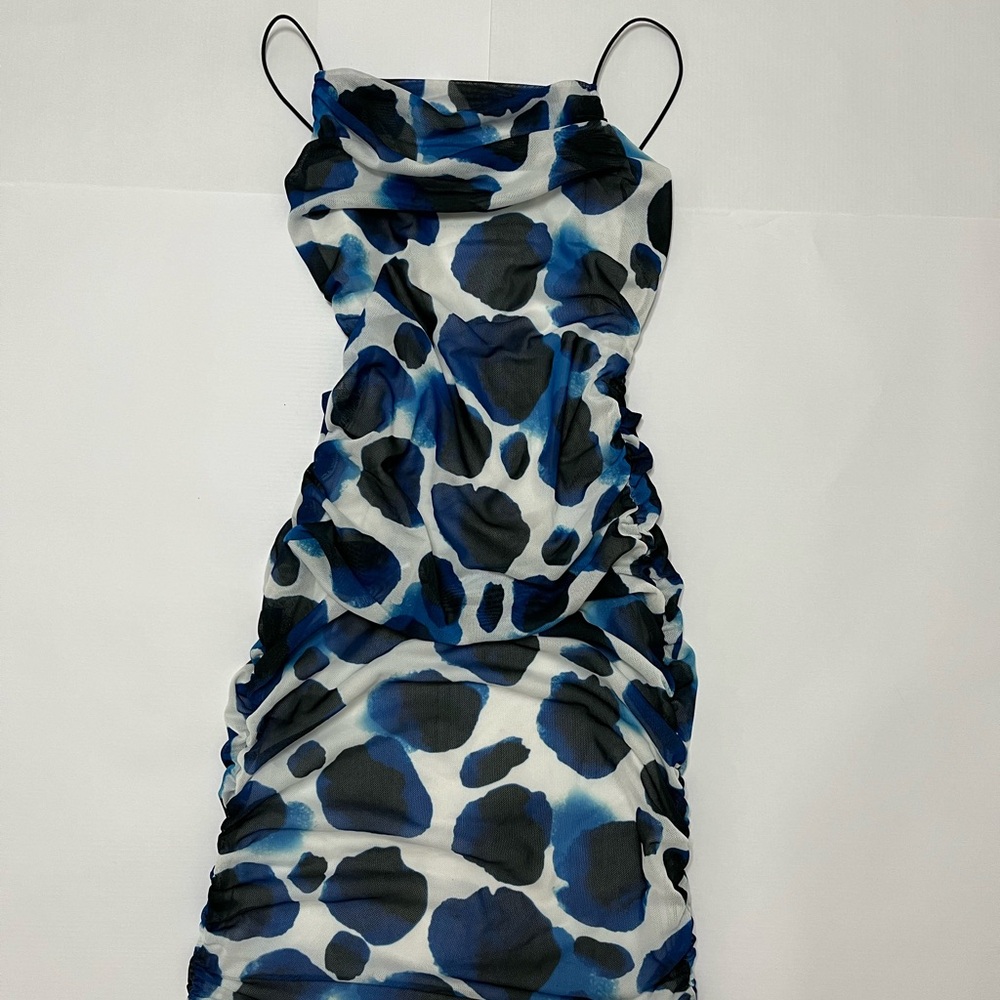 Garage Blue and Black Patterned Dress